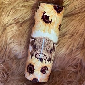 Sunflower Highland Cow 20oz Tumbler